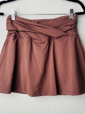 Yogalicious Lux Crosstown Skort Chocolate Brown Stretchy Casual Sporty | Small